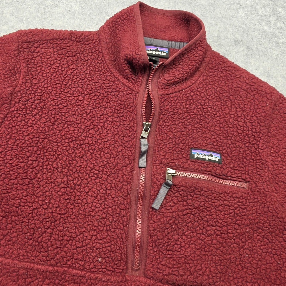 Patagonia Mens Retro Pile Fleece Quarter Zip Pullover Burgundy Red Small 22811